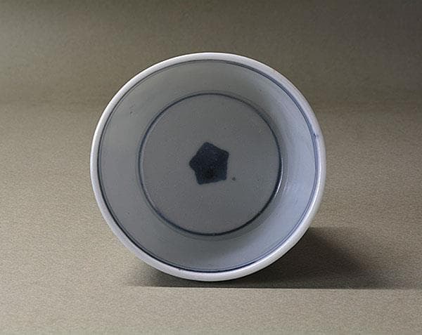 初期伊万里染付 枠絵水仙文 蕎麦猪口