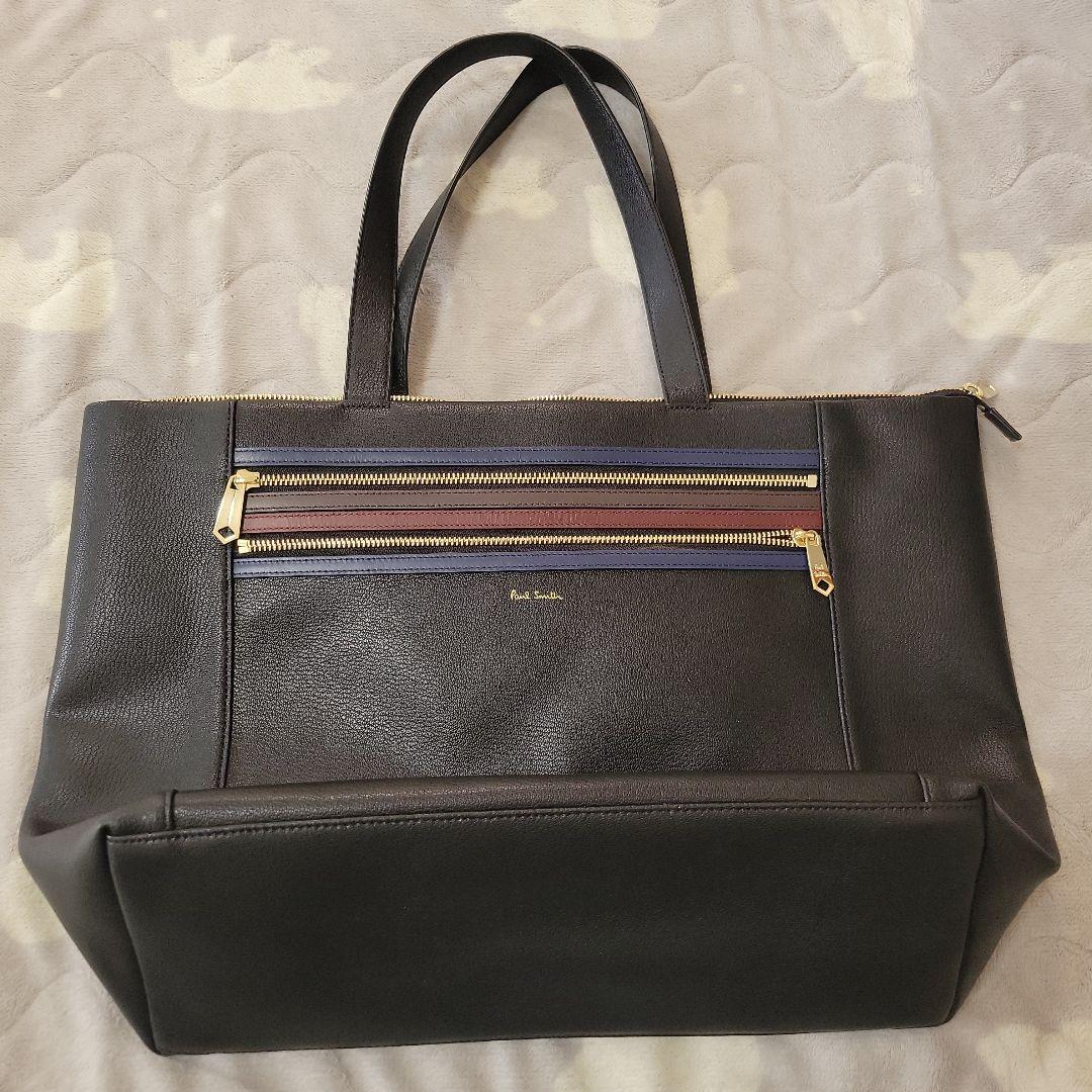 ポールスミス トートバッグ A4収納可　ストライプ 肩掛け ブラック　ビジネス