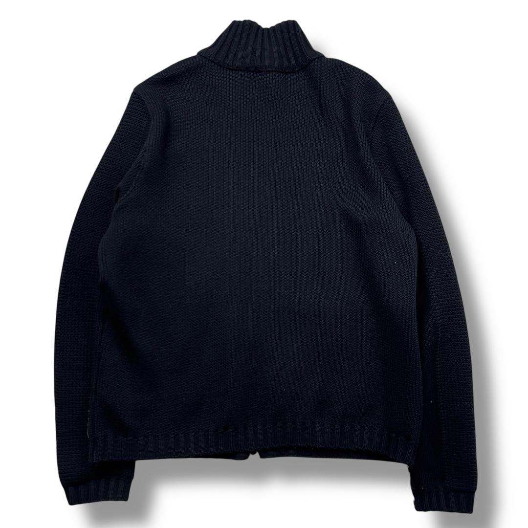 美品 エンポリオアルマーニ レザージャケット コンビブルゾン 切替え M 黒