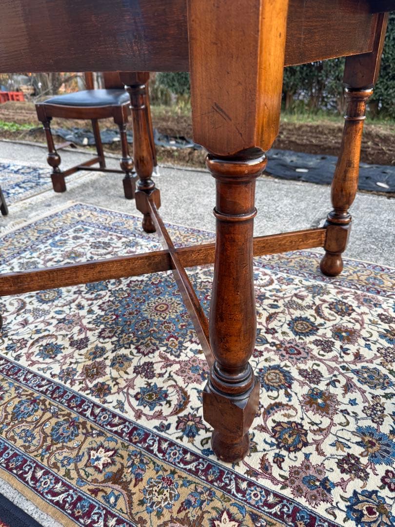 英国ドローリーフ 伸長式テーブル Lloyd's antiques 焼印あり