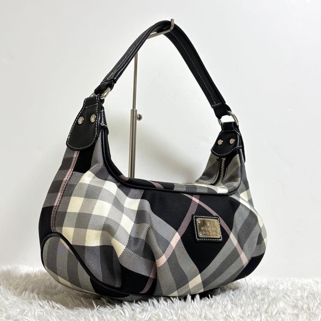 【美品】 バーバリー ブルーレーベル セミショルダーバッグ チェック レザー