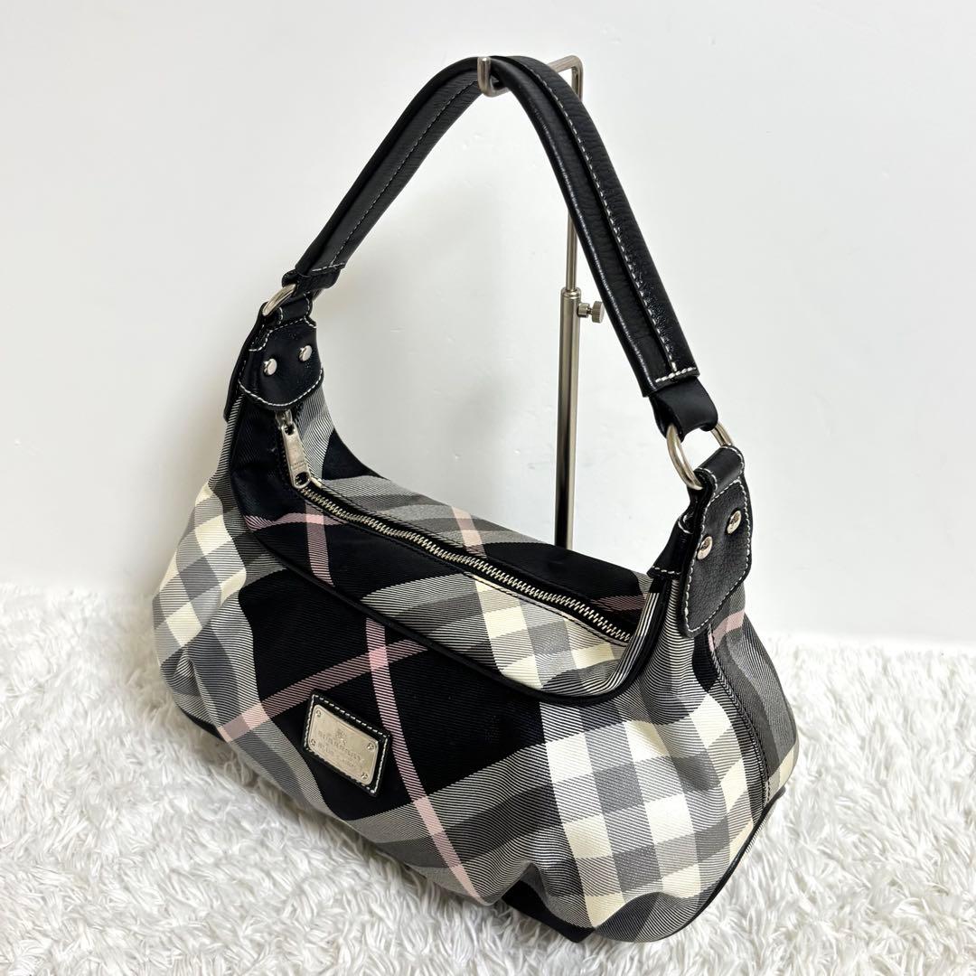 【美品】 バーバリー ブルーレーベル セミショルダーバッグ チェック レザー