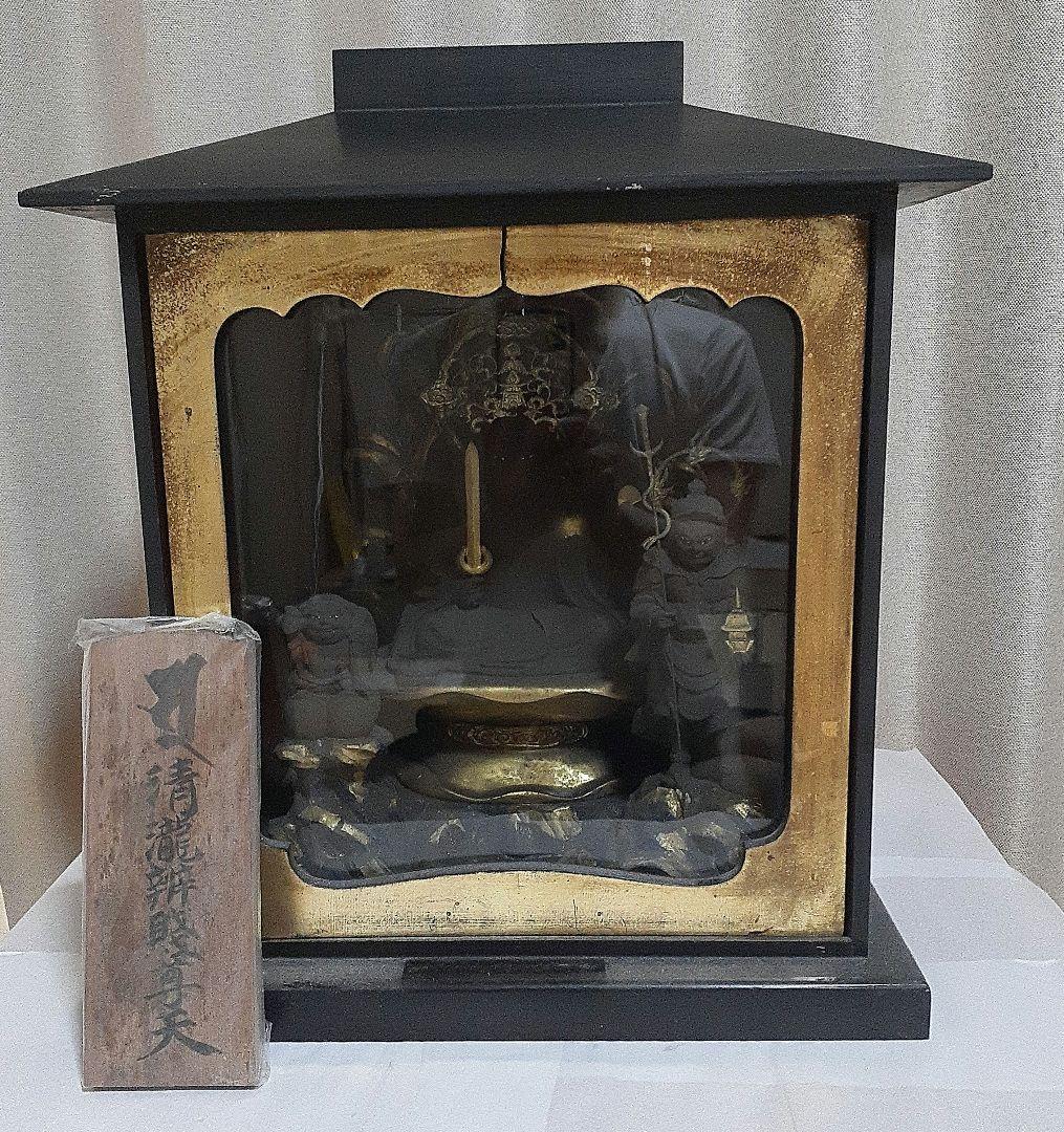 極逸品　清瀧辨財尊天　仏像　朱墨　大型厨子