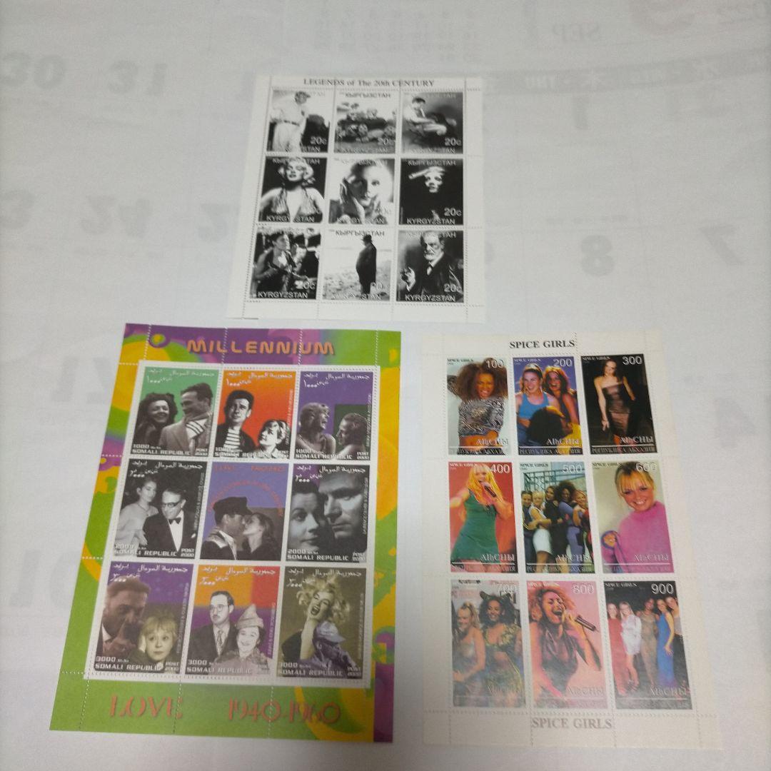 外国切手シート大量 有名人・俳優・歌手・スポーツ選手等シリーズ22シート未使用