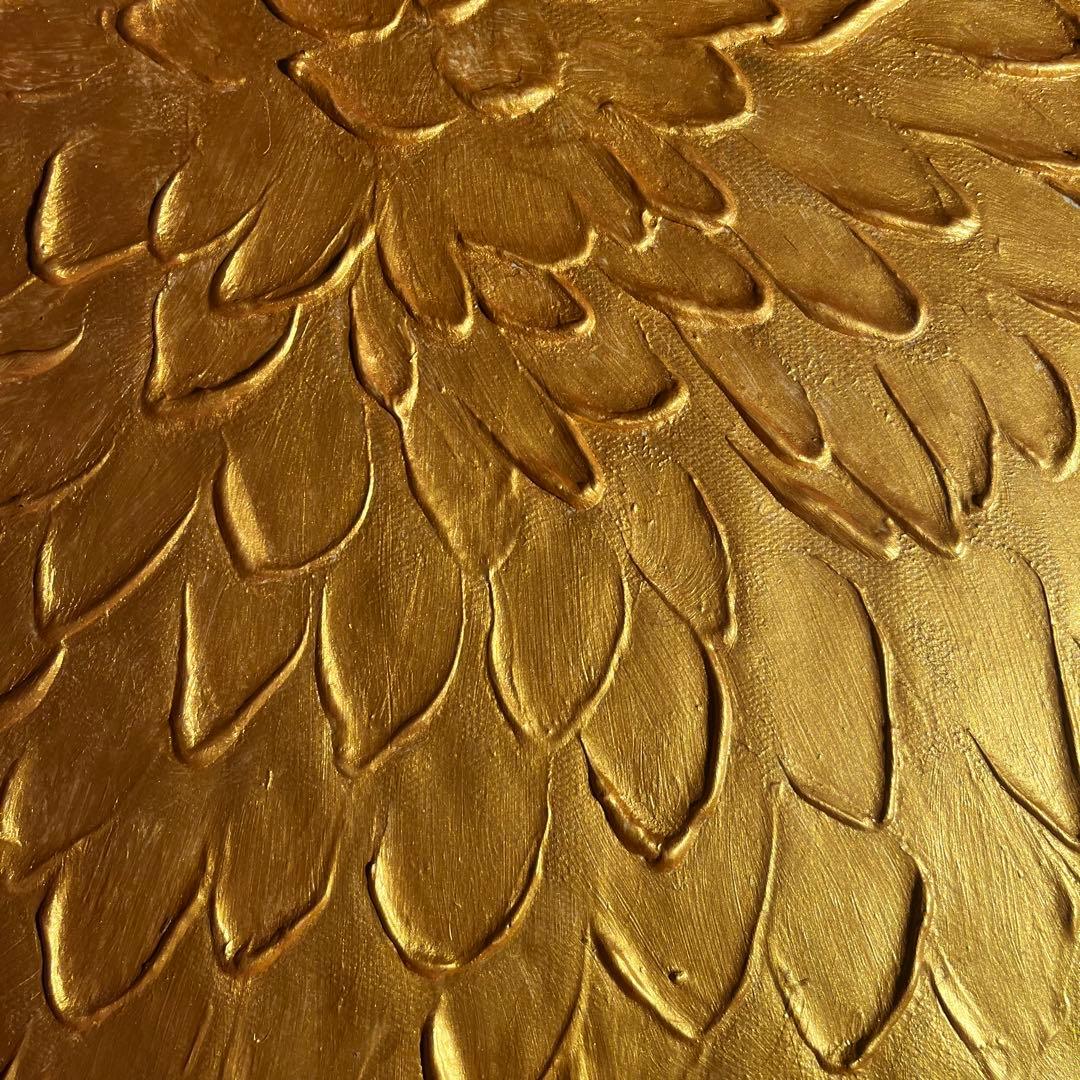 ★秀作★ 手書き油絵 ゴールドペタル 肉筆絵画 インテリア 油彩画