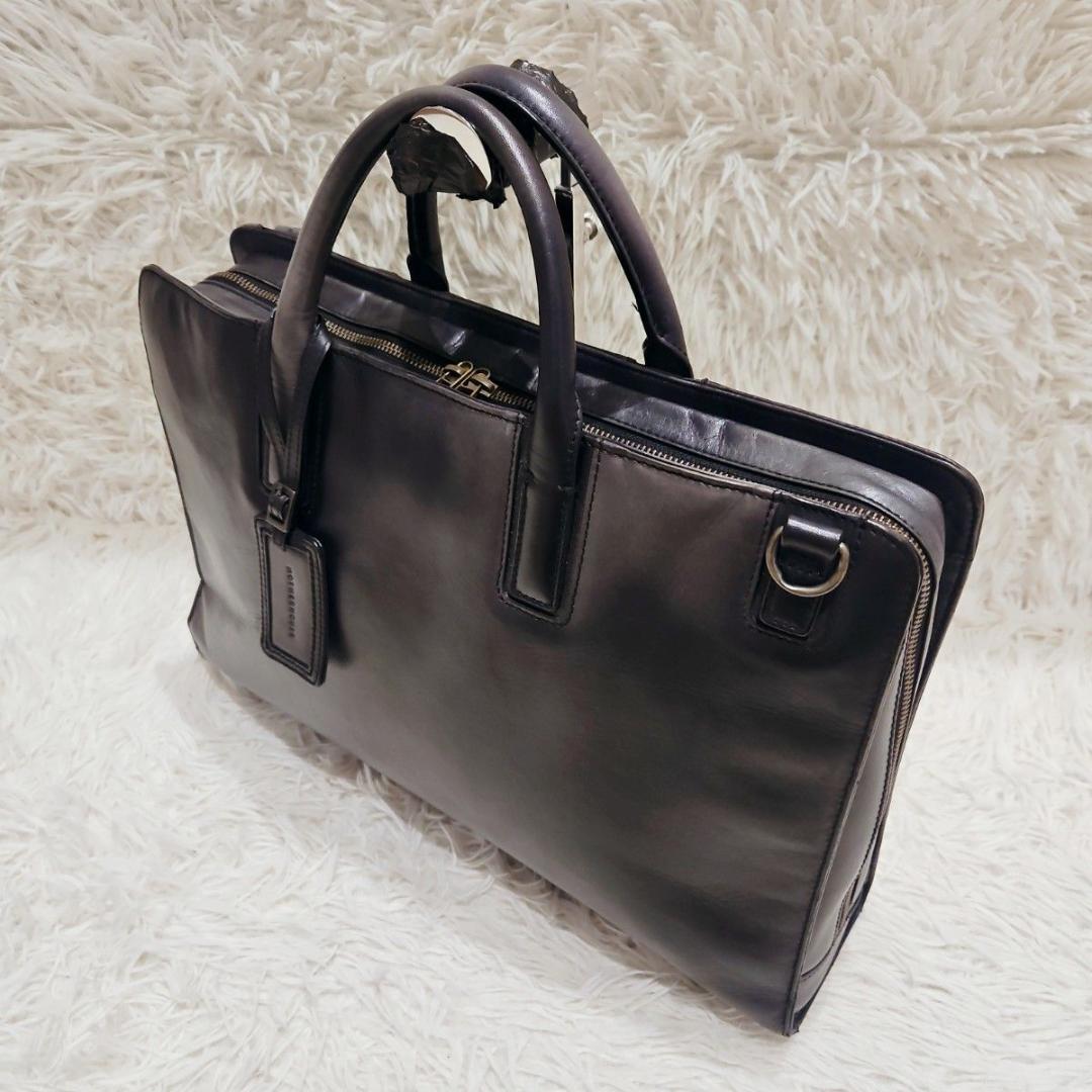 美品 マザーハウス ビジネスバッグ アンティーククラシッレザー A4 ブラック