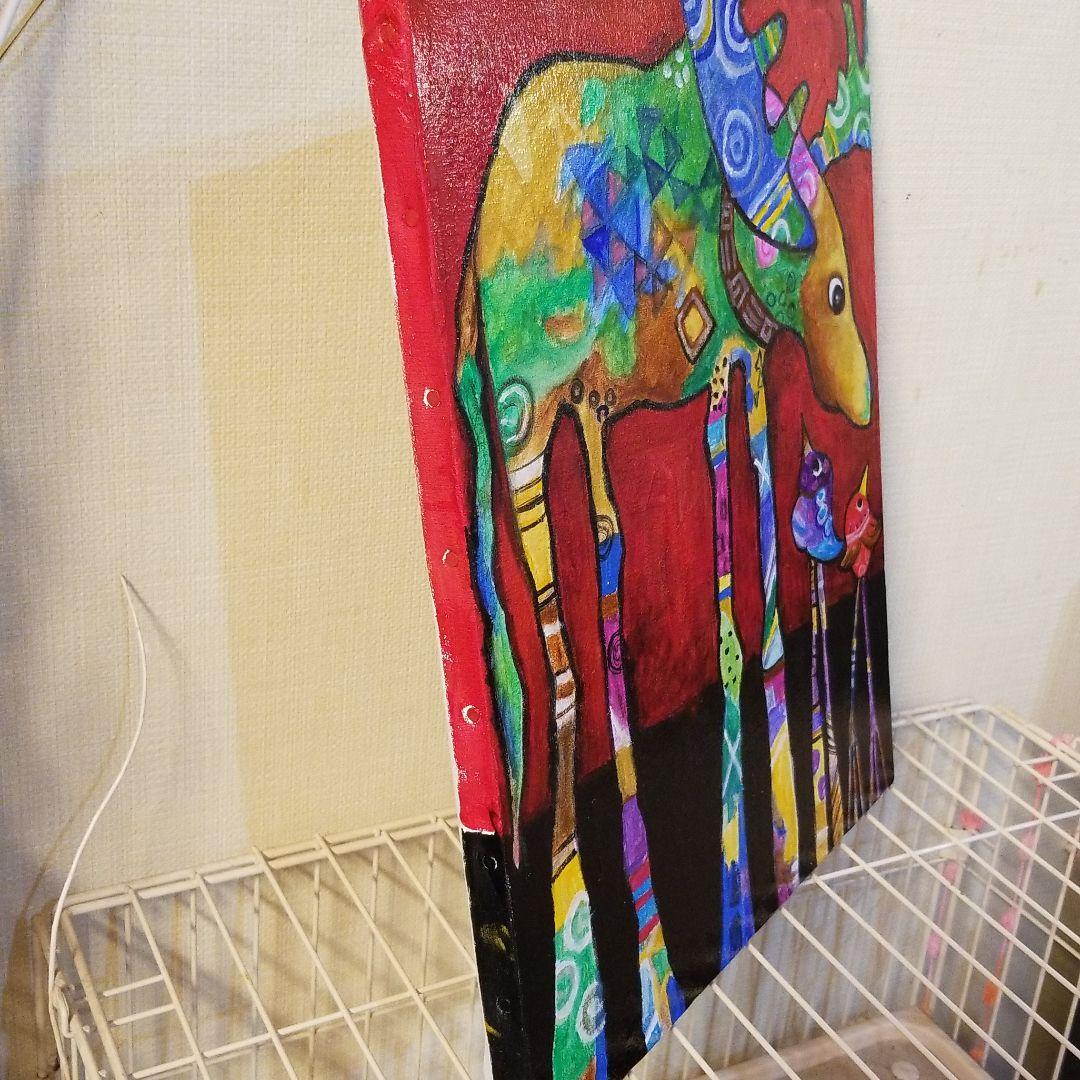 油絵　saosao　ベストフレンド*ヘラジカと鳥