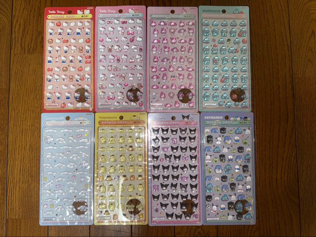 【正規品】ボンボンドロップシール　ミニ　サンリオ　8点セット　コンプリート
