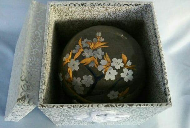 瑠璃釉 金彩桜文お骨壺（５寸）特価