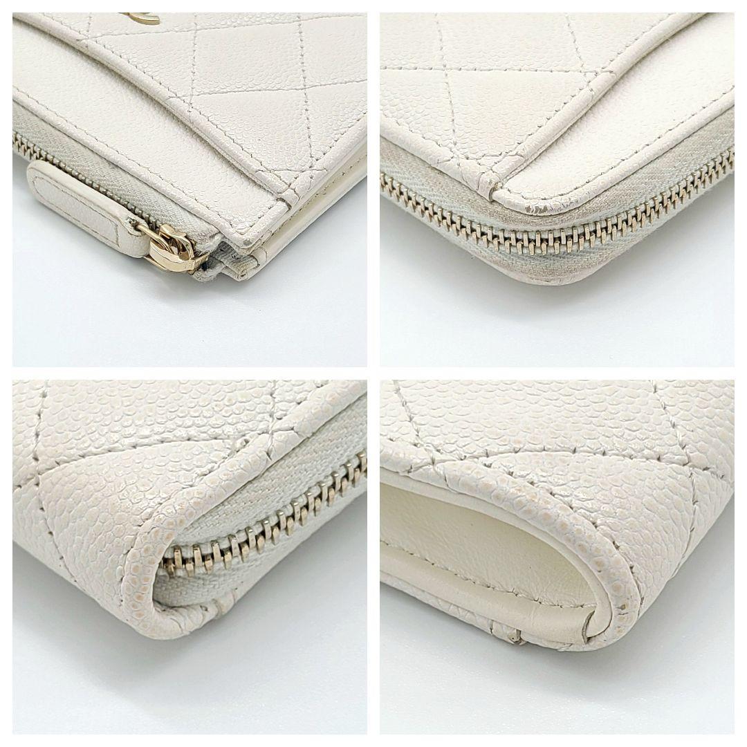 シャネル キャビアスキン マトラッセ ケース ホワイト レディース