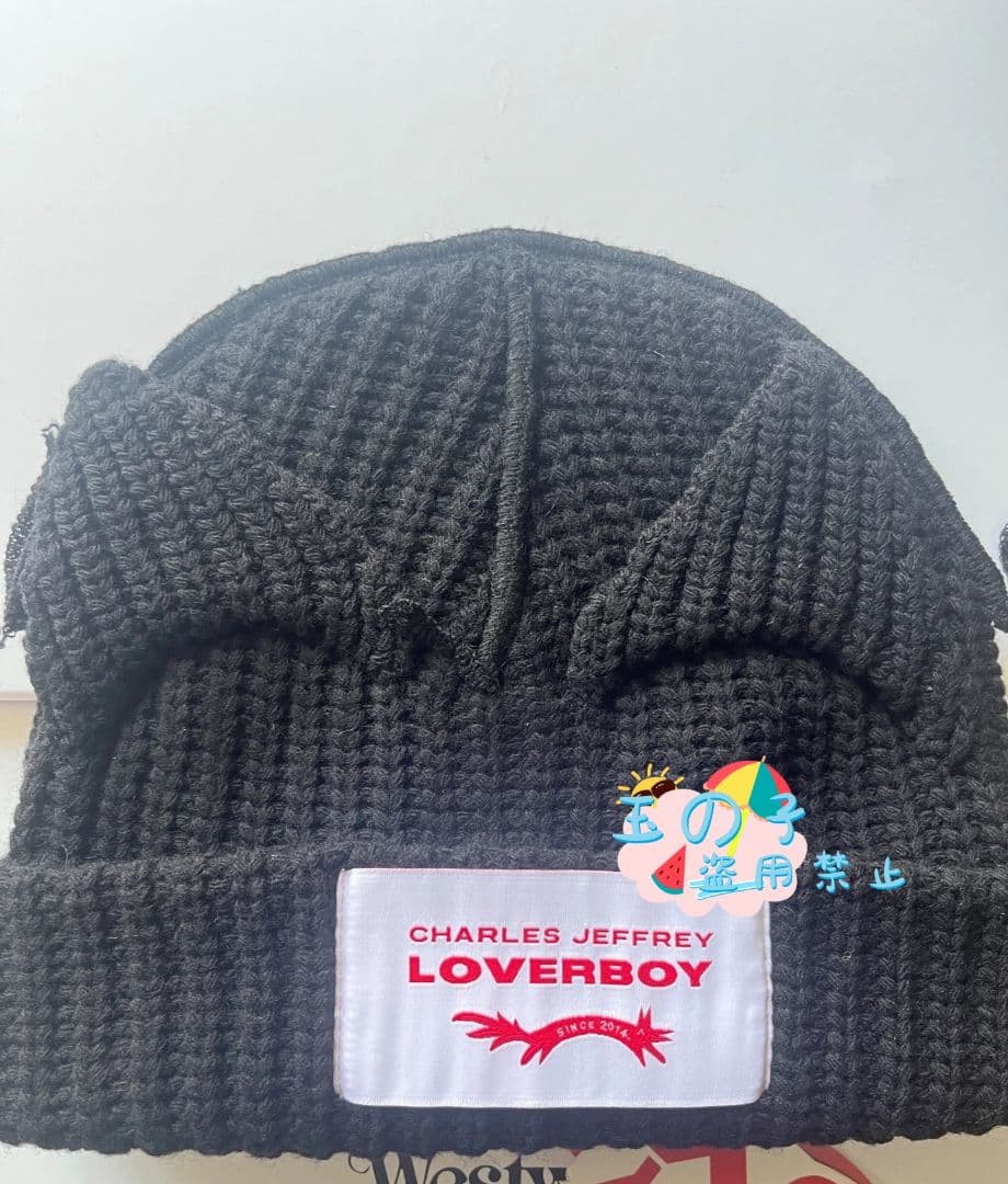 男女兼用CHARLES JEFFREY LOVERSBOY 猫耳ニット帽黑A2