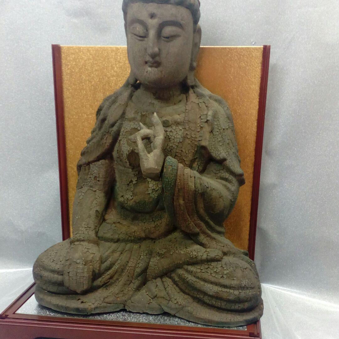 ７００〜４００年前頃稀少レア極彩色時代仏教美術菩薩如来坐像４０センチサイズ当時物