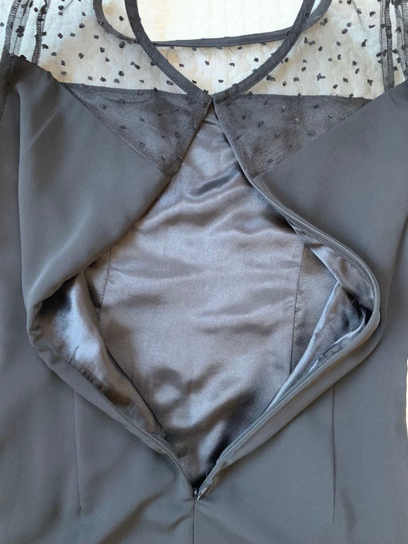 niana ドットチュール切替ワンピース S 黒 2WAY仕様　パーティー結婚式