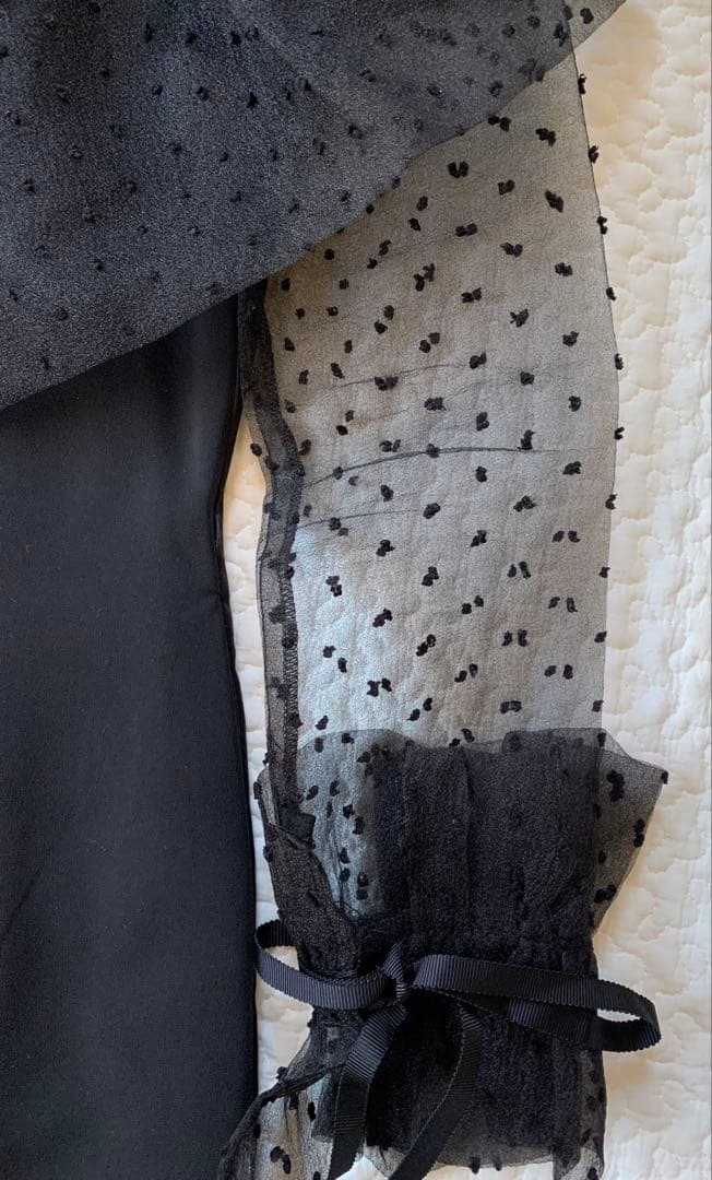 niana ドットチュール切替ワンピース S 黒 2WAY仕様　パーティー結婚式