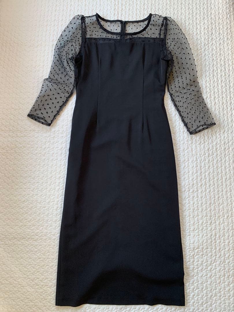 niana ドットチュール切替ワンピース S 黒 2WAY仕様　パーティー結婚式