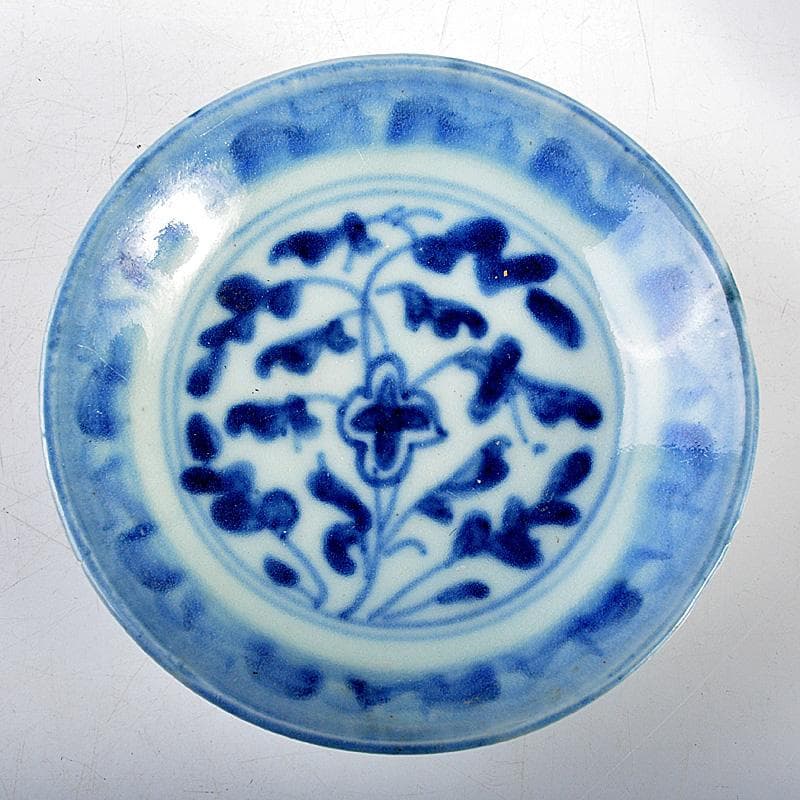 中国　安南染付　小皿　明時代　5客　桐箱付　M R5579