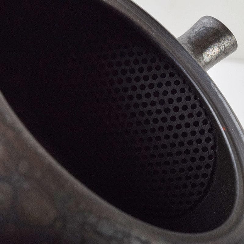 常滑焼　昭龍作　天目釉　福型小花文　急須　茶注　共箱　V　R9218