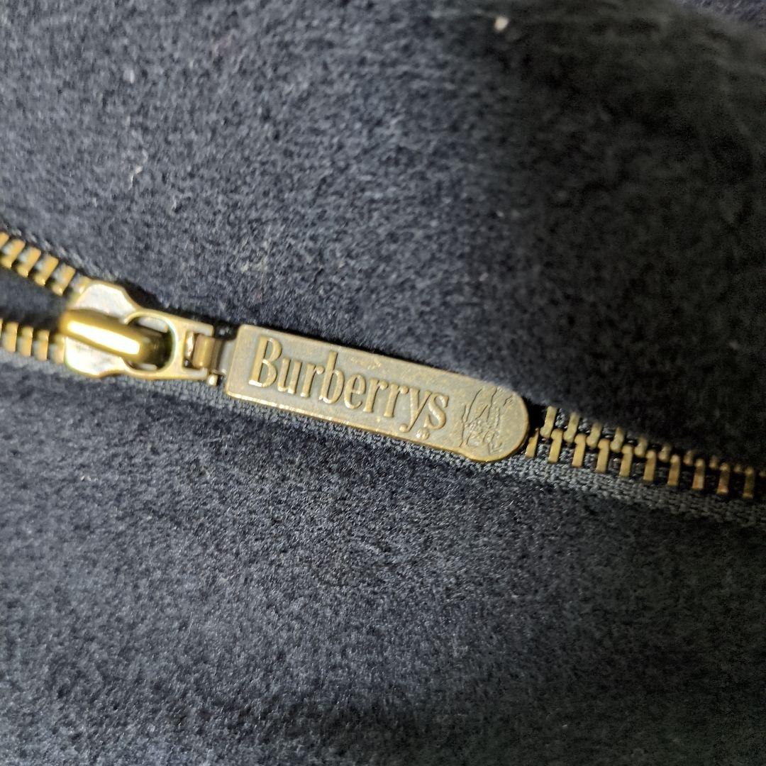 バーバリーズ ウール スタンドカラーブルゾン カシミヤ混 ノバチェック ネイビー