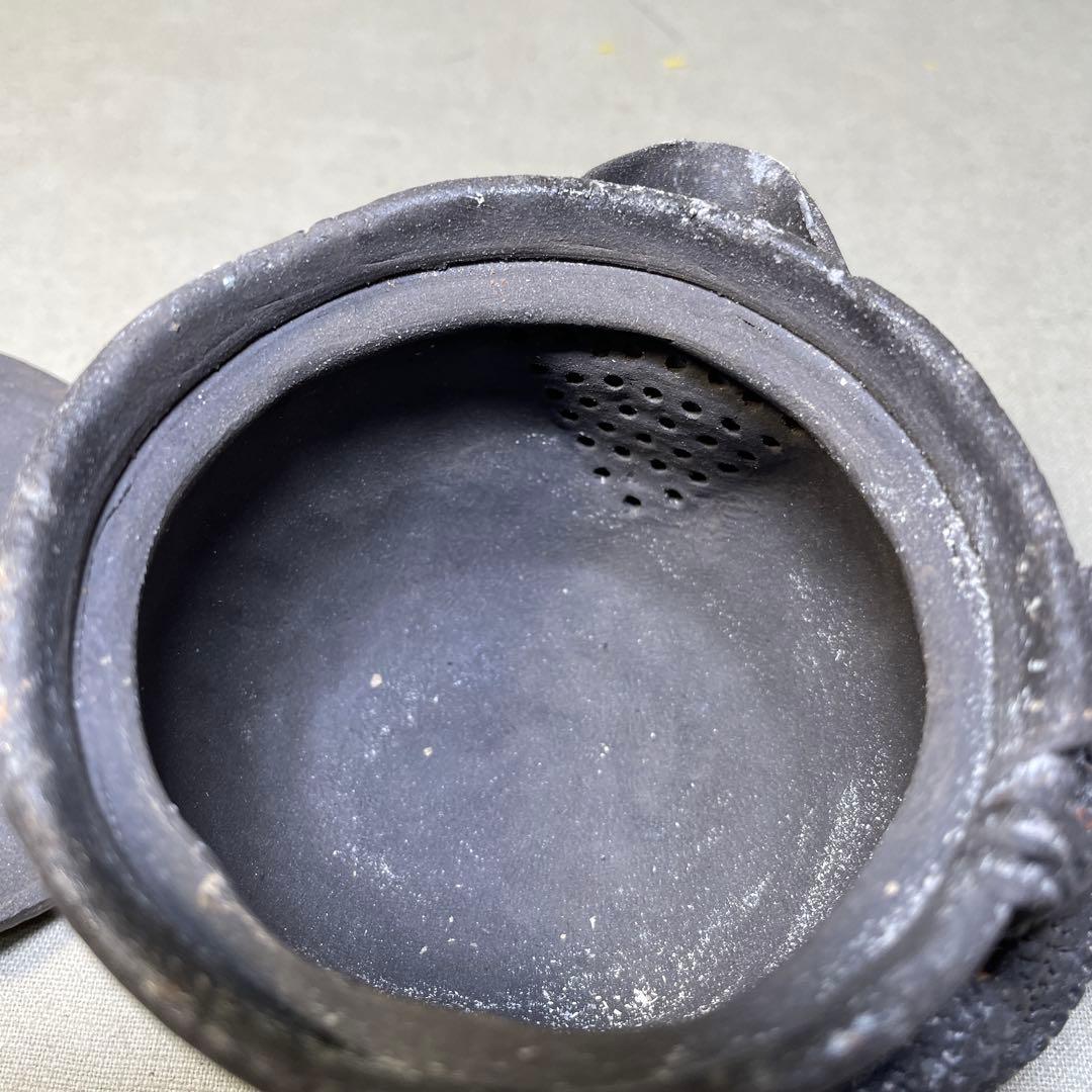 時代 備前双龍宝瓶湯冷炭化青備前 窯変 双竜　手造　煎茶道具　備前焼 急須茶器