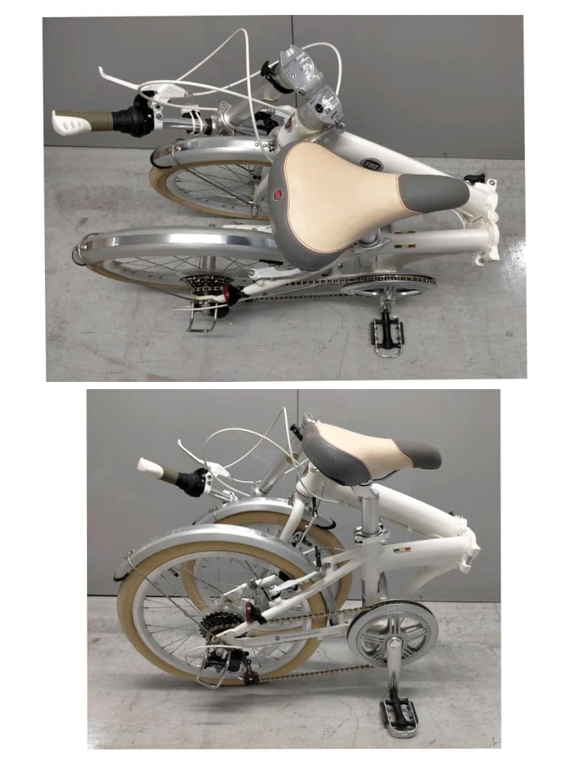 【カズ】FIAT ホワイト 折りたたみ自転車　20インチ