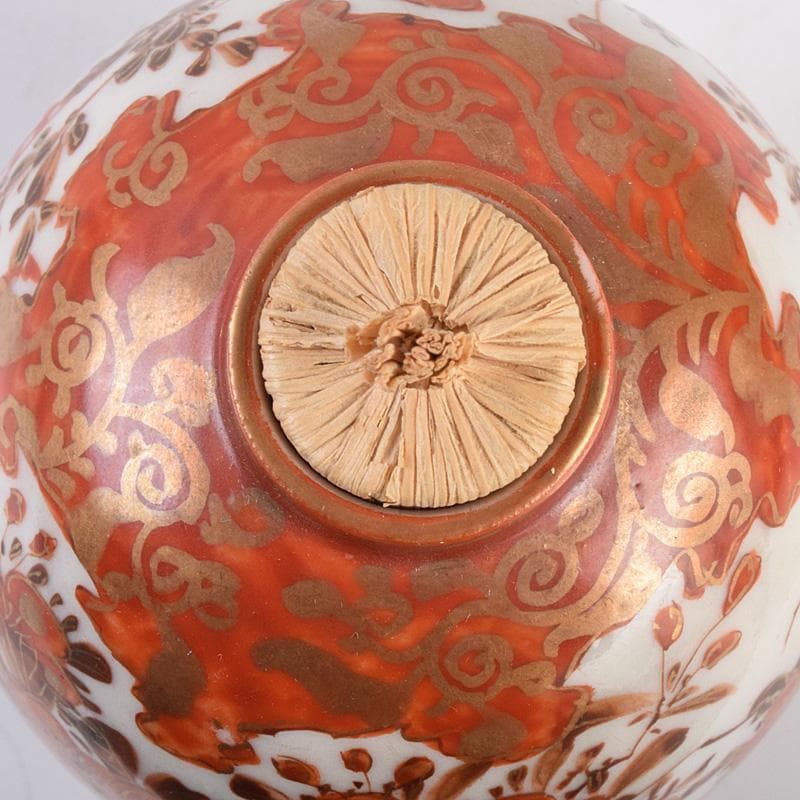 九谷焼　古九谷　赤絵金彩　花鳥文　振出　合わせ箱　M　R8981