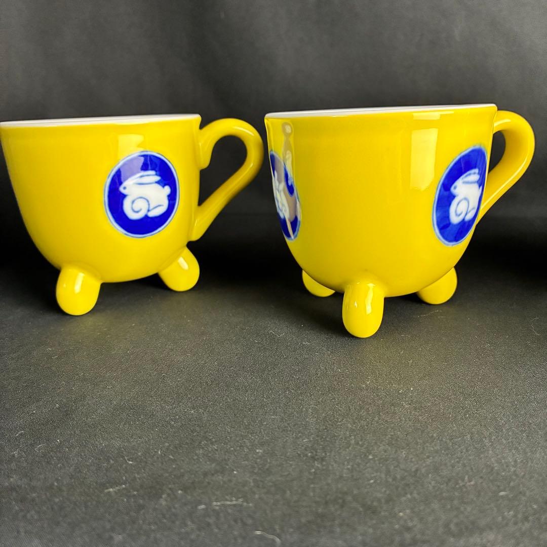 深川製磁 黄地うさぎ マグカップ 5客