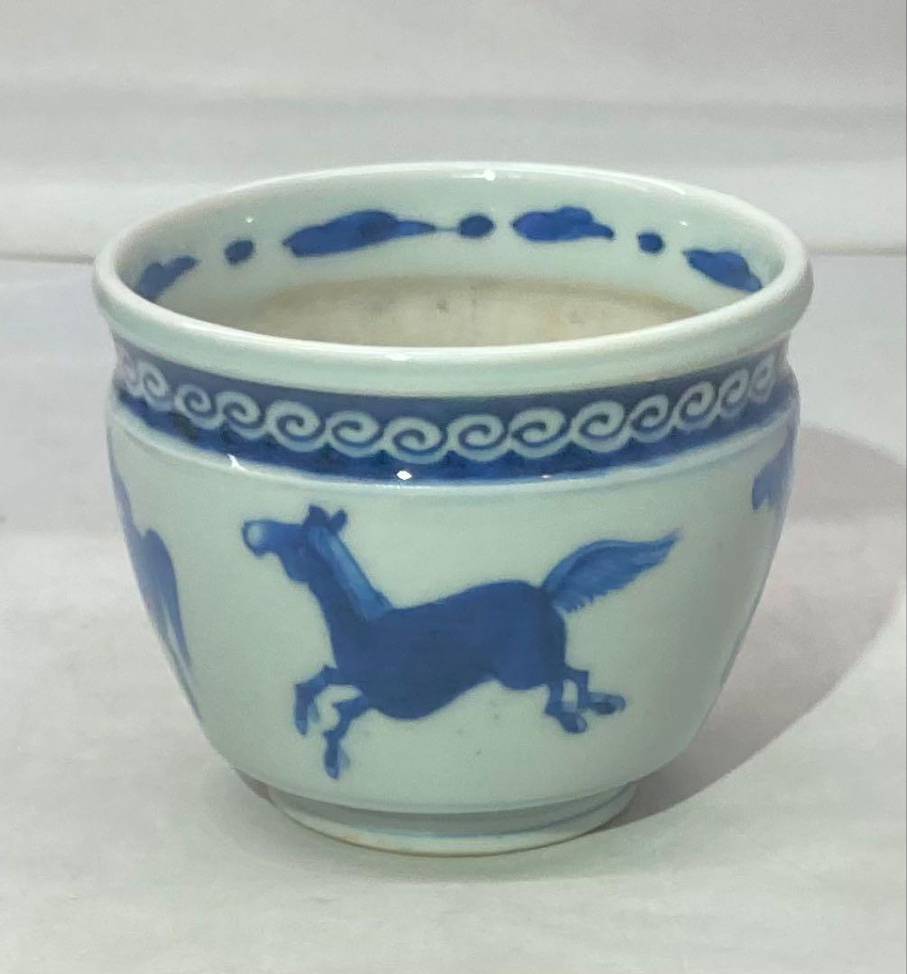 B500s「染付馬図 火入 1個」伊万里焼　江戸時代　干支　令和8年　茶道具