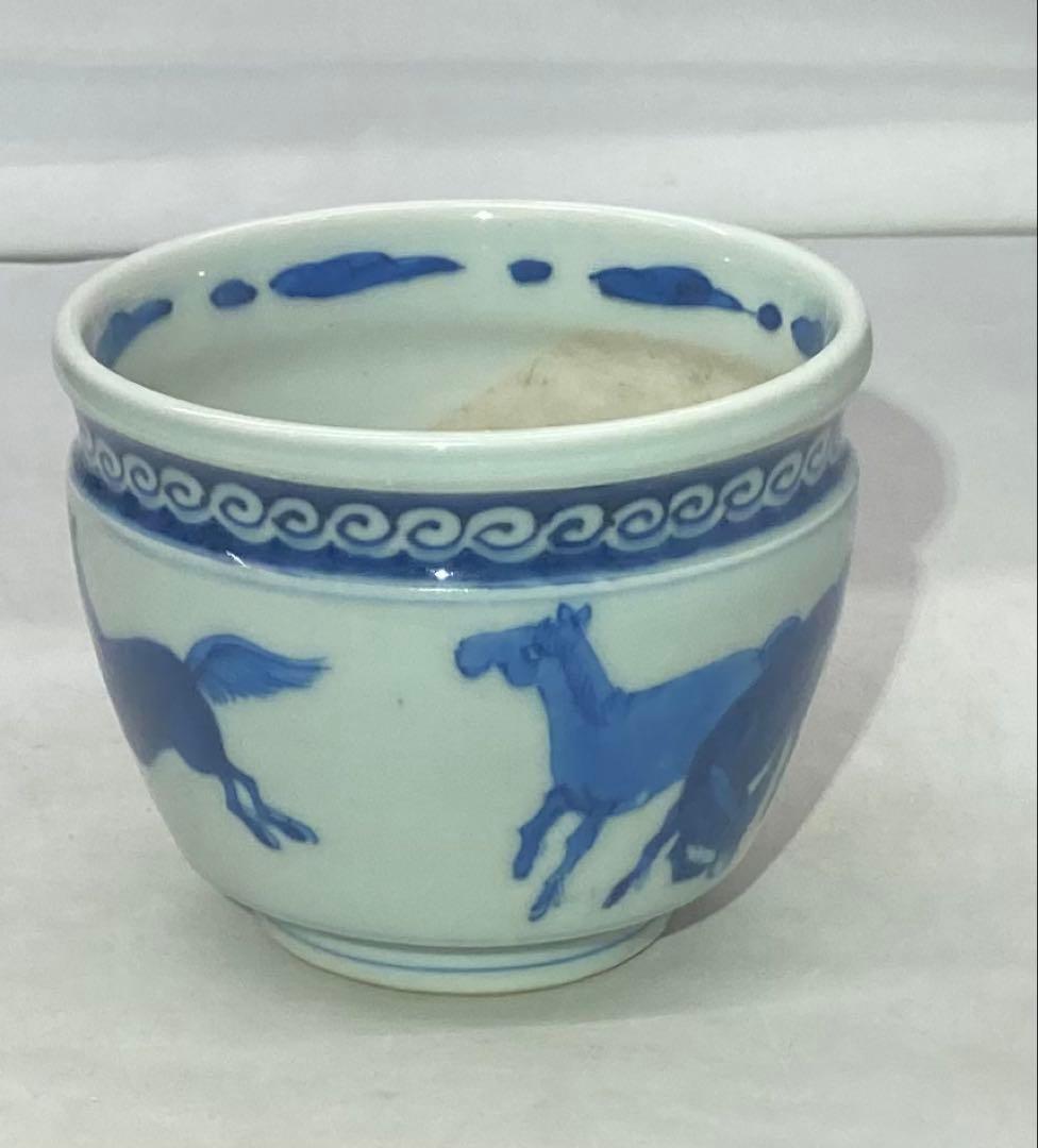 B500s「染付馬図 火入 1個」伊万里焼　江戸時代　干支　令和8年　茶道具