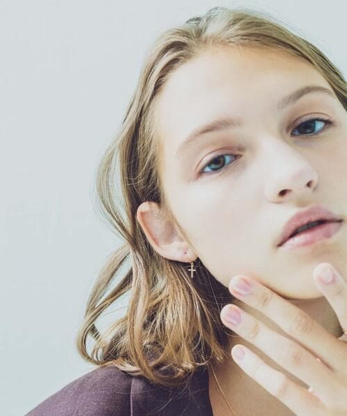 ete K18YG クロス ダイヤモンド ピアス