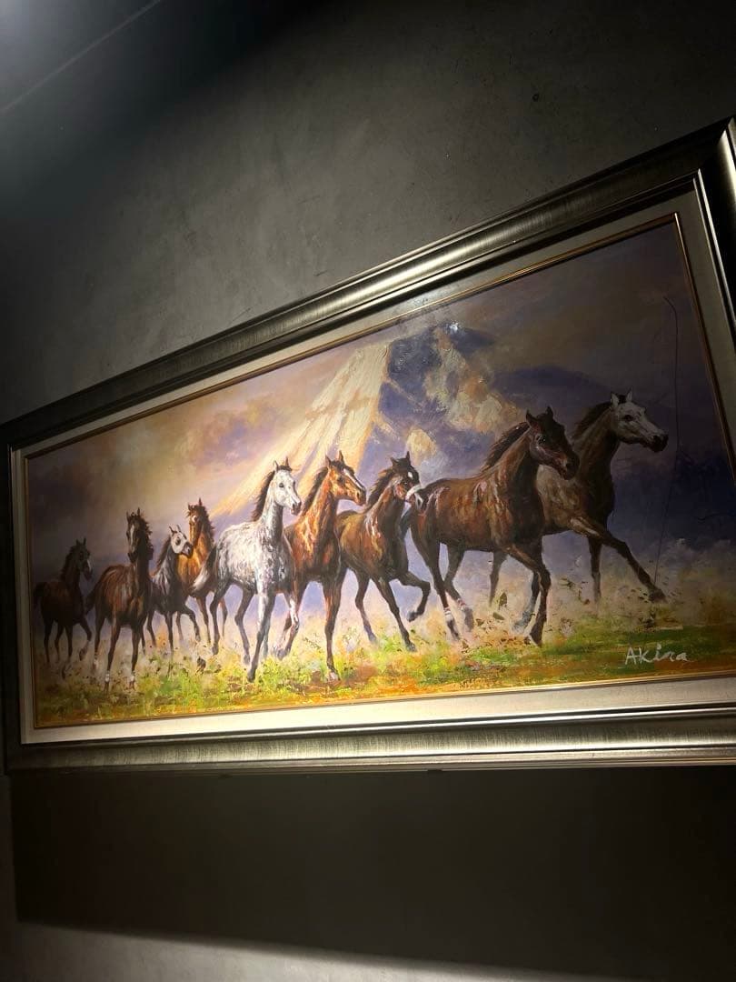 リアリズム　肉筆油彩画　【競馬】　大作