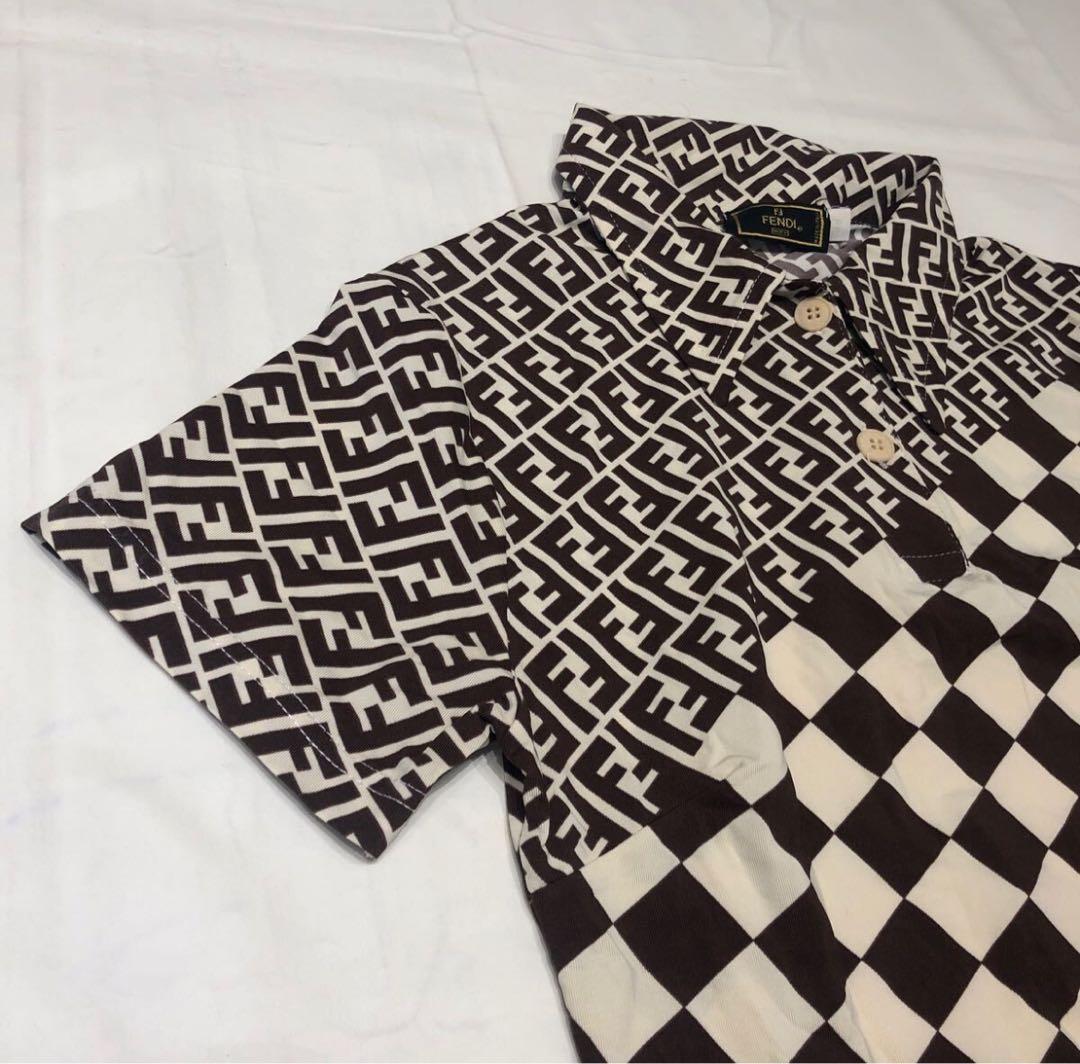 【美品】FENDI フェンディ　ポロシャツ　ズッカ柄 46サイズ　Tシャツ　半袖