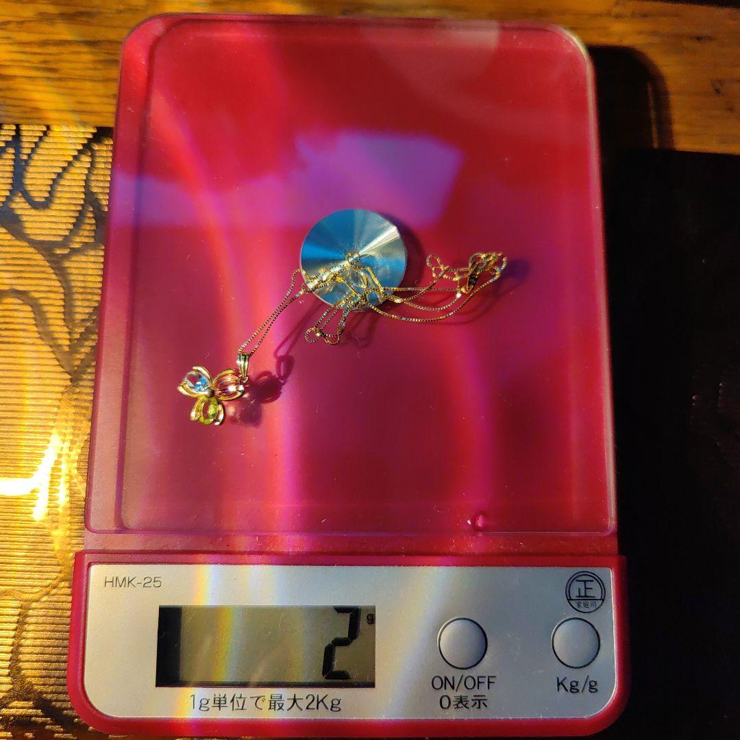 アクアマリン　ペリドット　ピンクスピルネル　　18金ネックレス