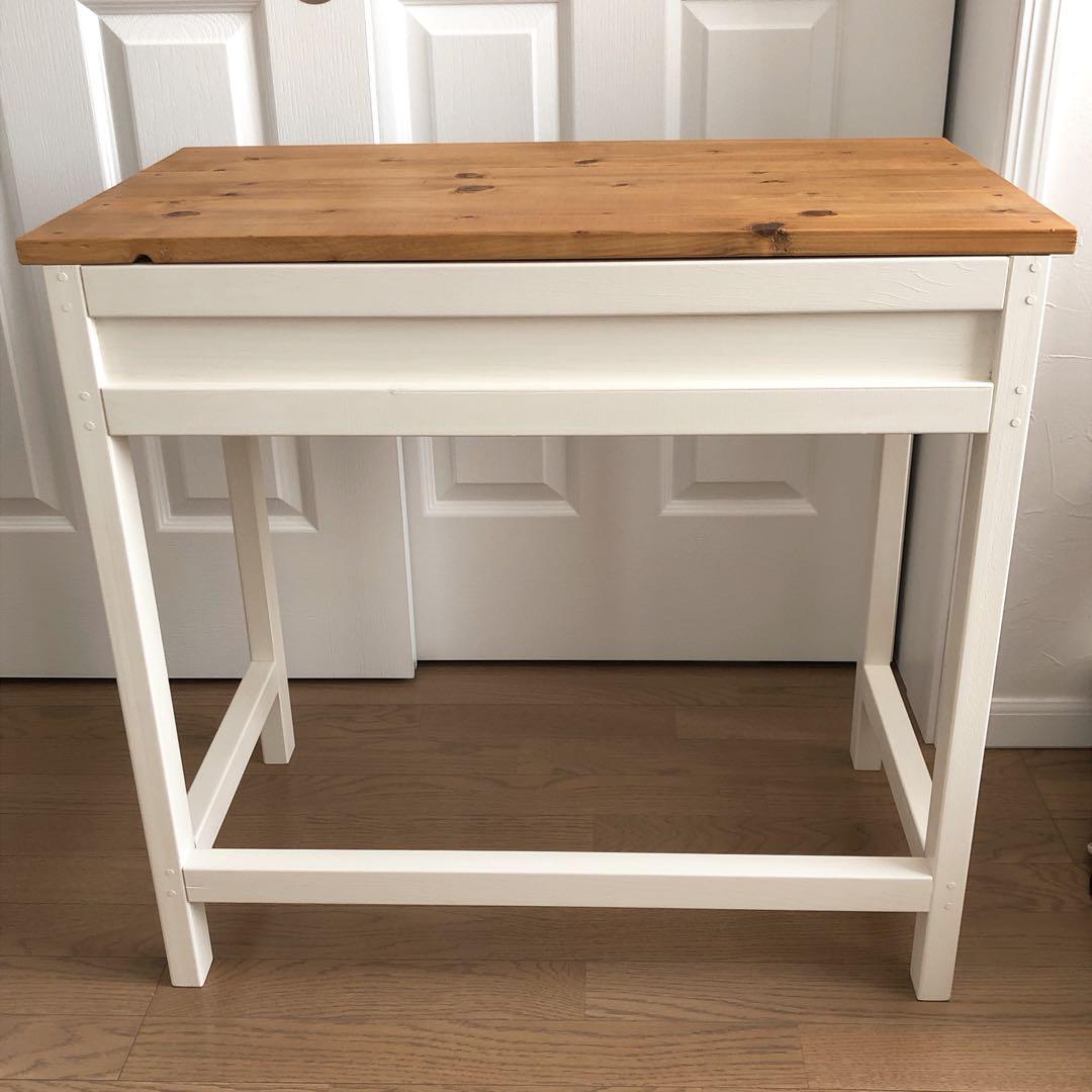 ハンドメイド　ナチュラル　デスク　机　木製　ホワイト　インテリア　勉強机　学習机