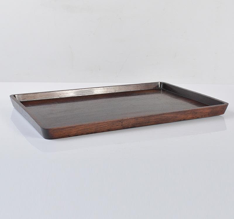 中国 唐木紫檀製　無垢彫　煎茶盆　香盆　M　R4273