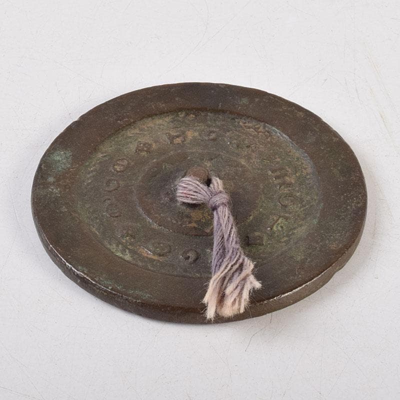 中国　古銅青銅　銅鏡　古鏡　紙鎮　文鎮　時代箱　M　R9324