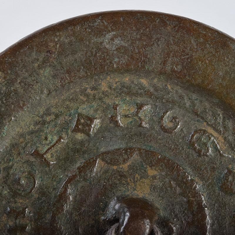 中国　古銅青銅　銅鏡　古鏡　紙鎮　文鎮　時代箱　M　R9324