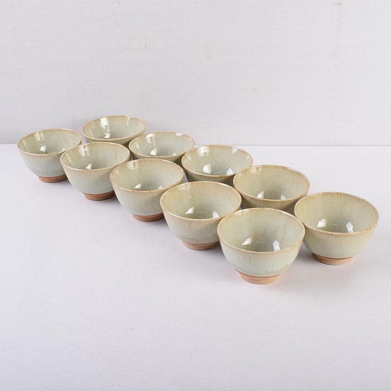 煎茶道具　萬古焼　陶華園造　煎茶碗　十客　共箱　C　R8908