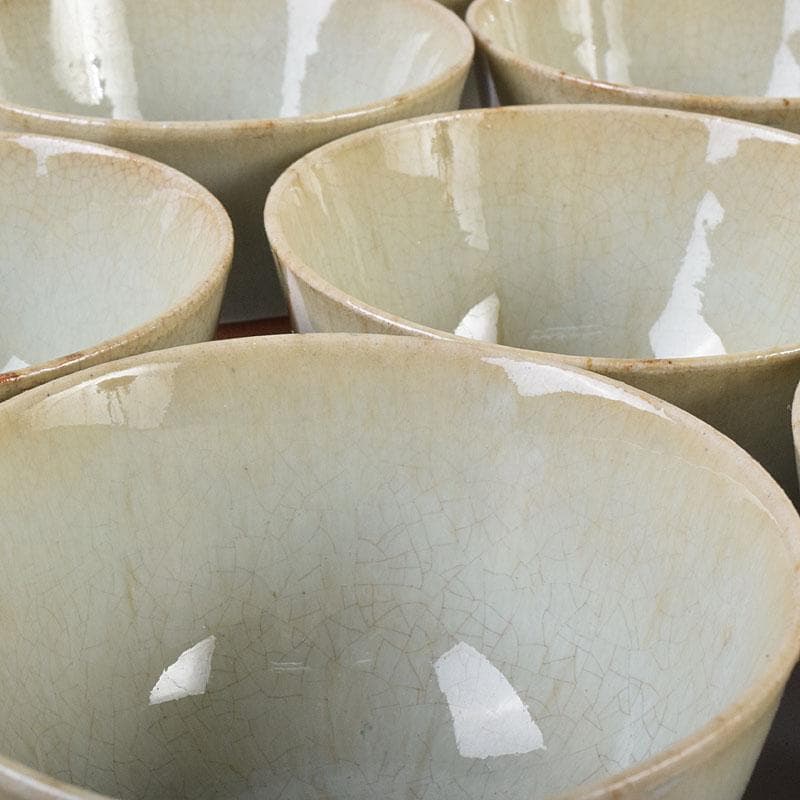 煎茶道具　萬古焼　陶華園造　煎茶碗　十客　共箱　C　R8908