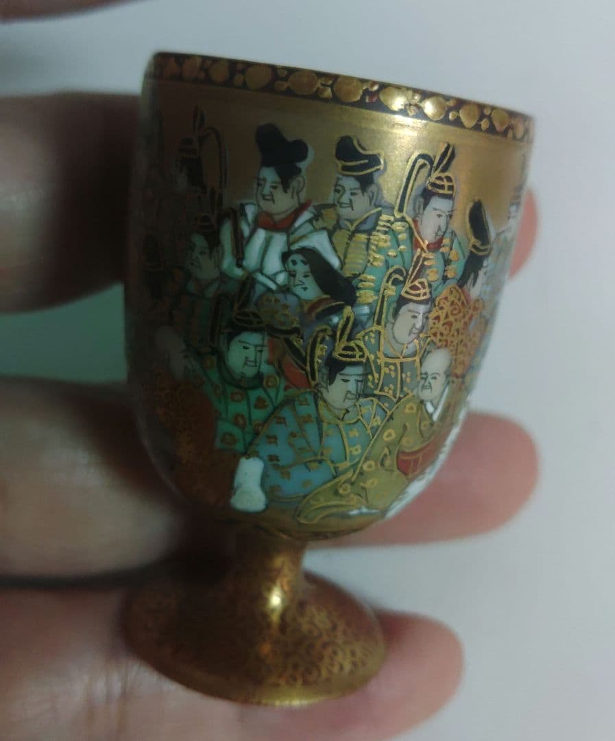 馬上杯　三十六歌仙　九谷　金蘭手　色絵金彩　豪華絢爛　宝山　献上手