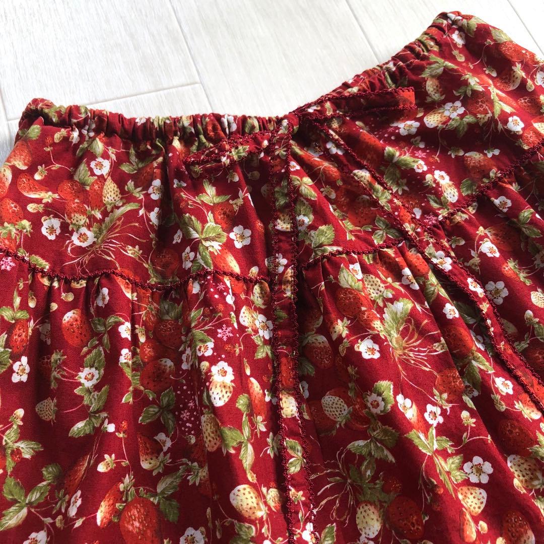 ピンクハウス 綿ローン いちご 苺 ストロベリー フリル 赤 スカート