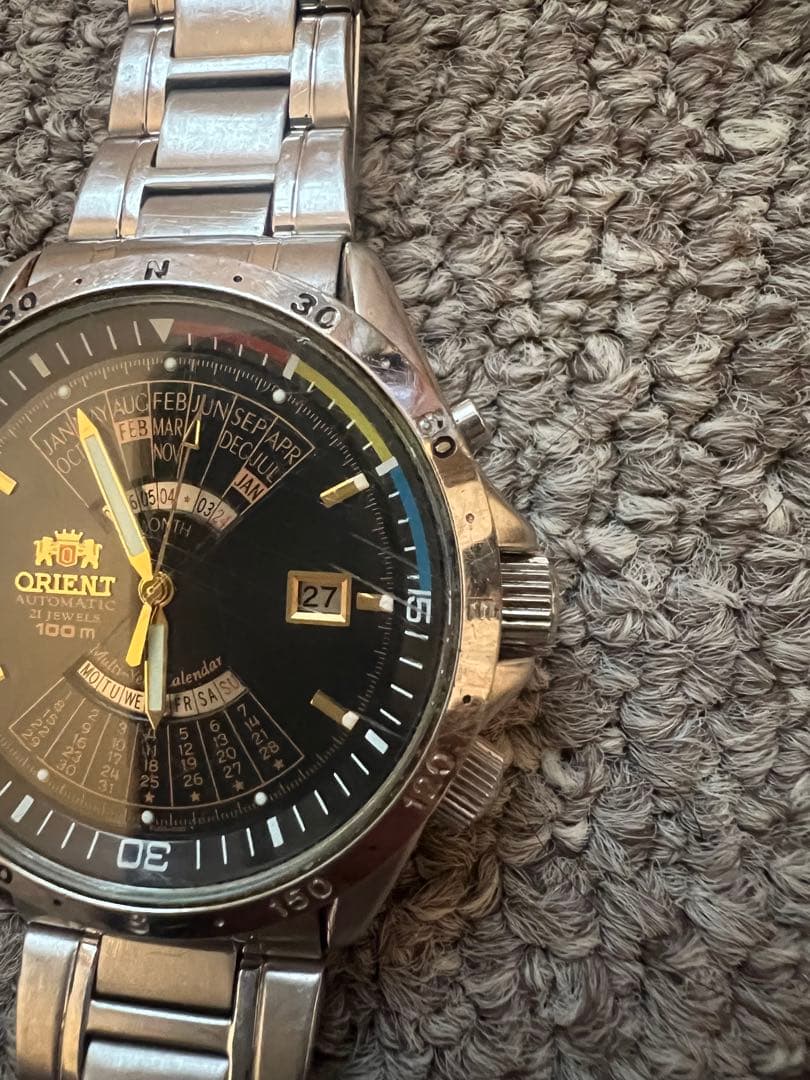 ORIENT 自動巻き時計 万年カレンダー黒文字盤