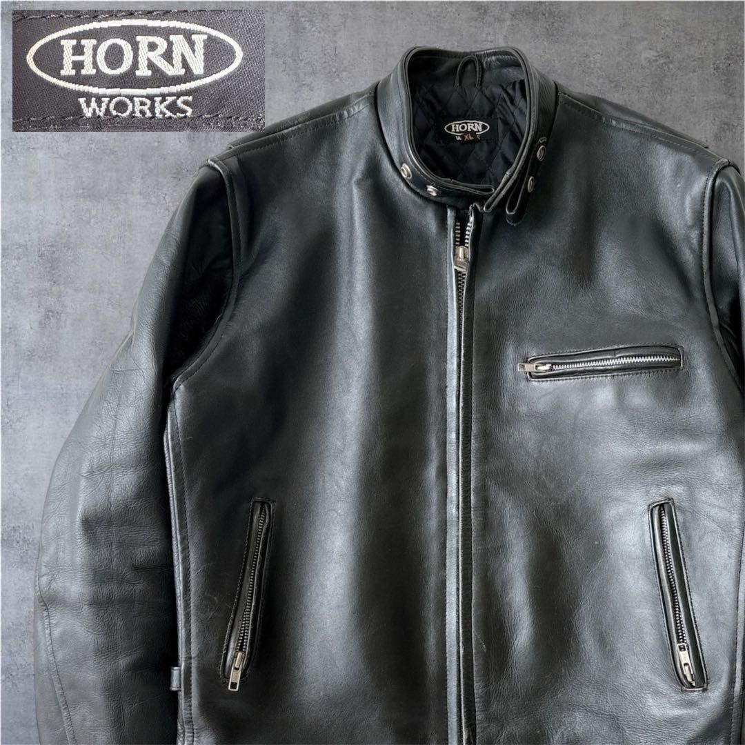 HORN WORKS レザージャケット XL 黒 キルティング 短丈 Y2K