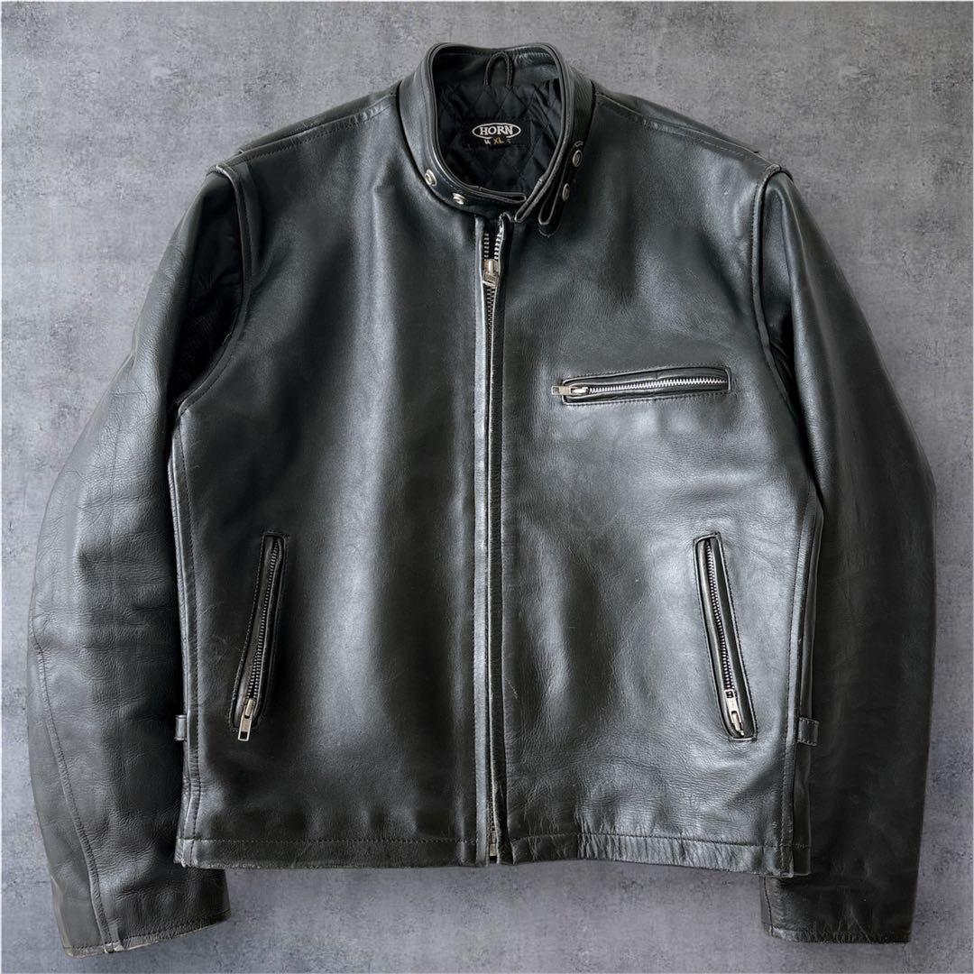 HORN WORKS レザージャケット XL 黒 キルティング 短丈 Y2K