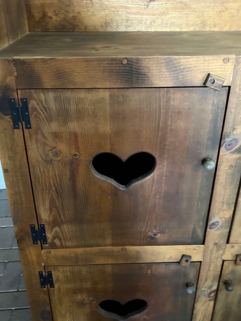 メ*4様 カントリー ナチュラルウッドハート型キャビネット