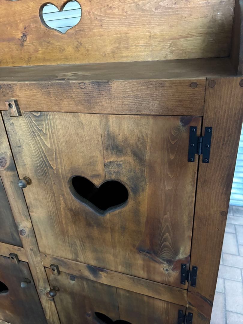 メ*4様 カントリー ナチュラルウッドハート型キャビネット