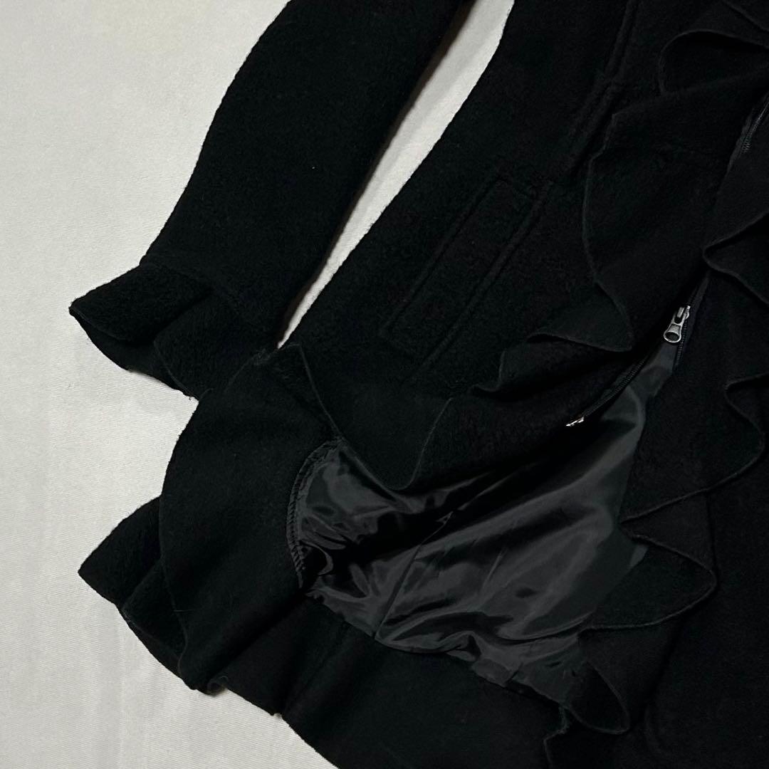 00s イタリア製 ウールフリルコート ダブルジップ ロリータ ゴシック ロック