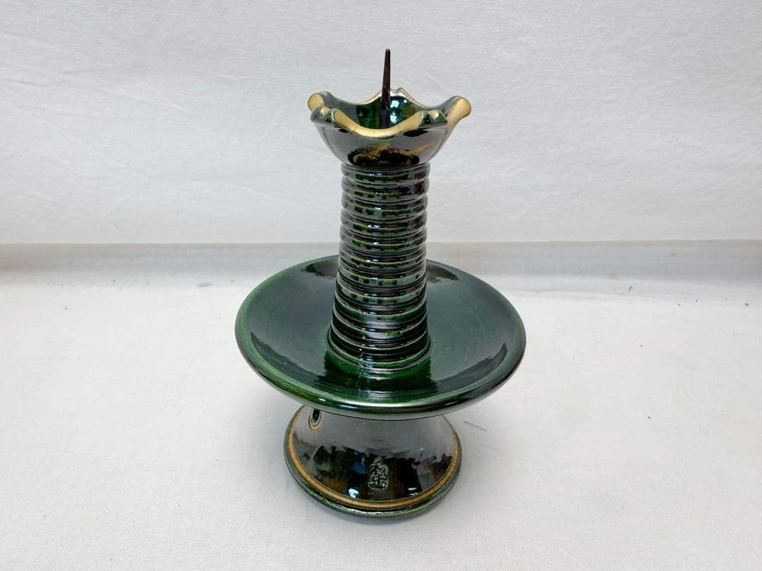 未使用 茶道具 七世 和楽作 青楽 三ツ具足 陶印 利休忌 七事式 共箱