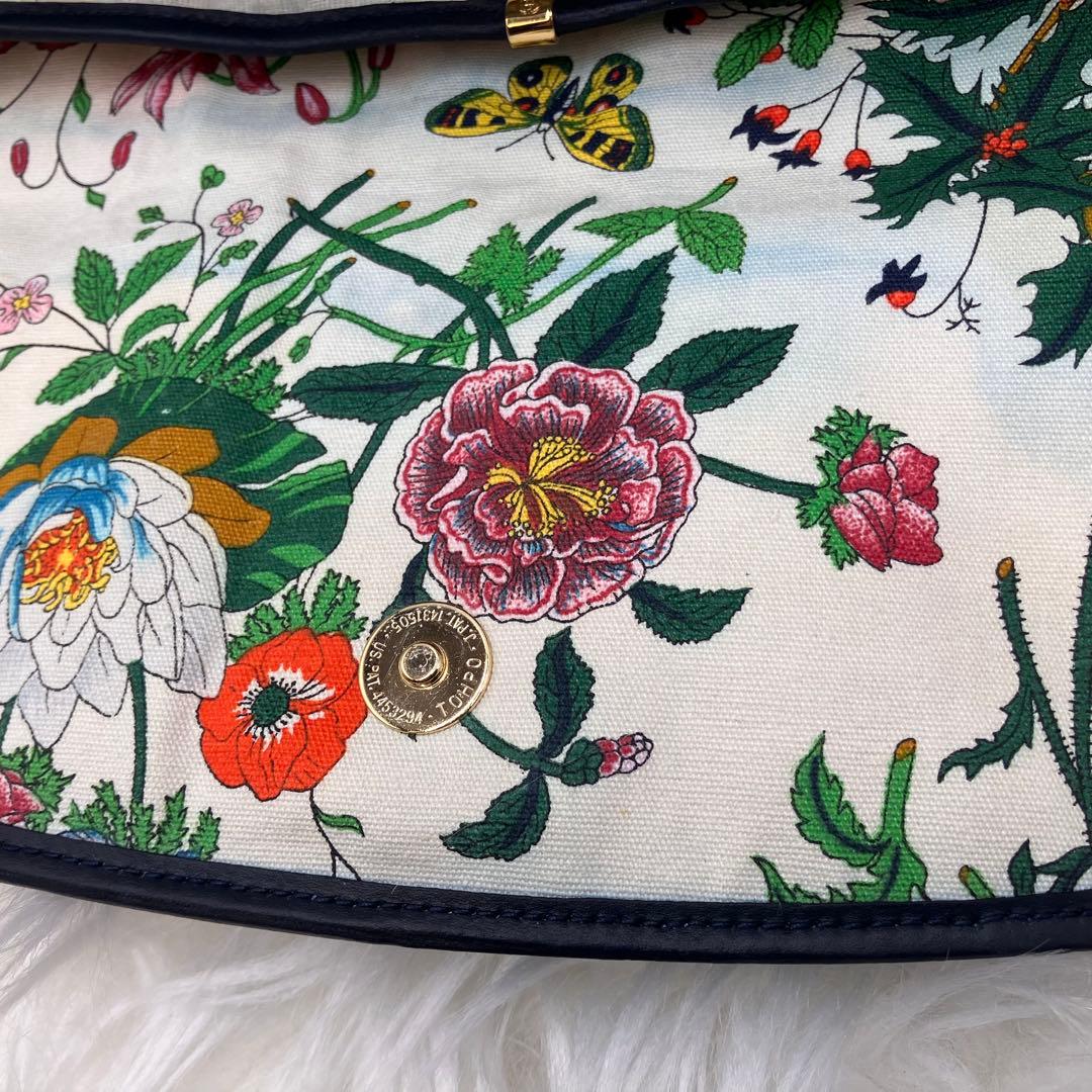 専用GUCCI オールド グッチ　フローラ キャンバスネイビーレザー ショルダー