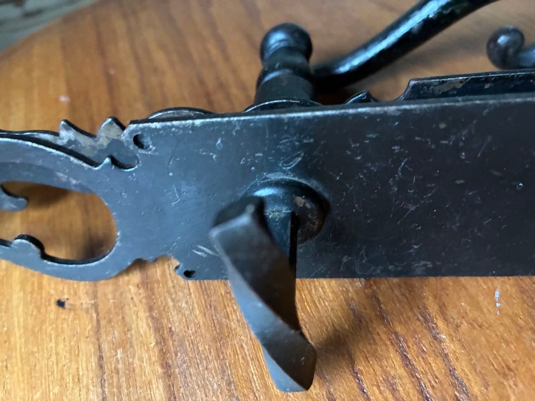 フランス　アンティーク アイアン　ドアノブ　セット　取っ手 ブラック　鋳鉄レア