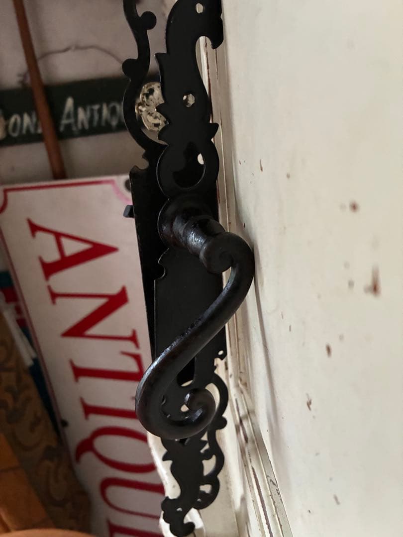 フランス　アンティーク アイアン　ドアノブ　セット　取っ手 ブラック　鋳鉄レア
